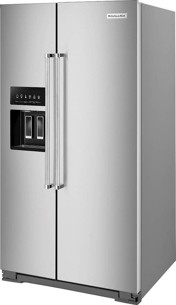 Left View: KitchenAid - 20.8 Cu. Ft. Side-by-Side Built-In Refrigerator - Stainless steel