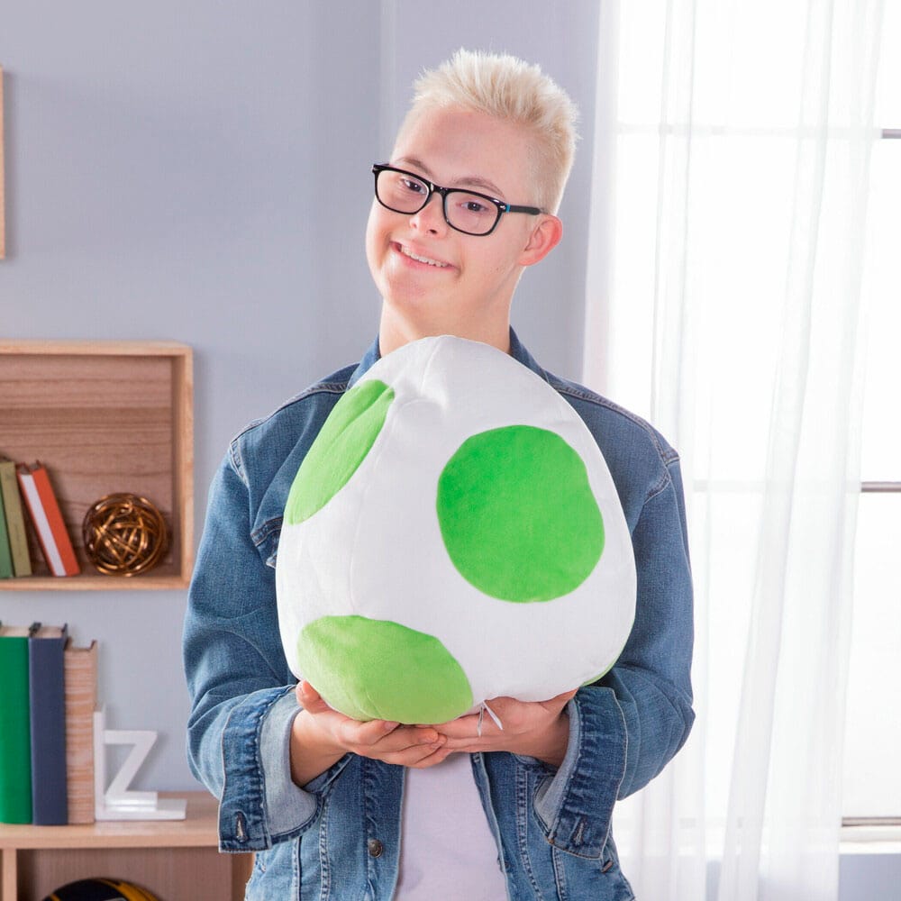 Left. TOMY - Club Mocchi Mocchi - Super Mario Yoshi Egg 15" Mega Plush.