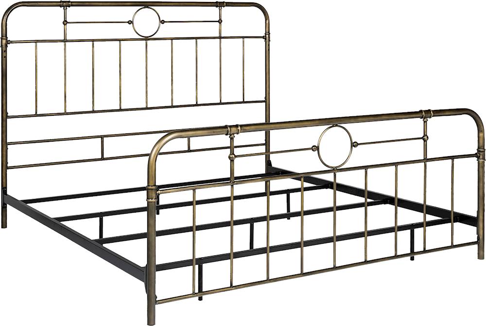 Angle View: Walker Edison - 84" King-Size Pipe Bed Frame - Bronze