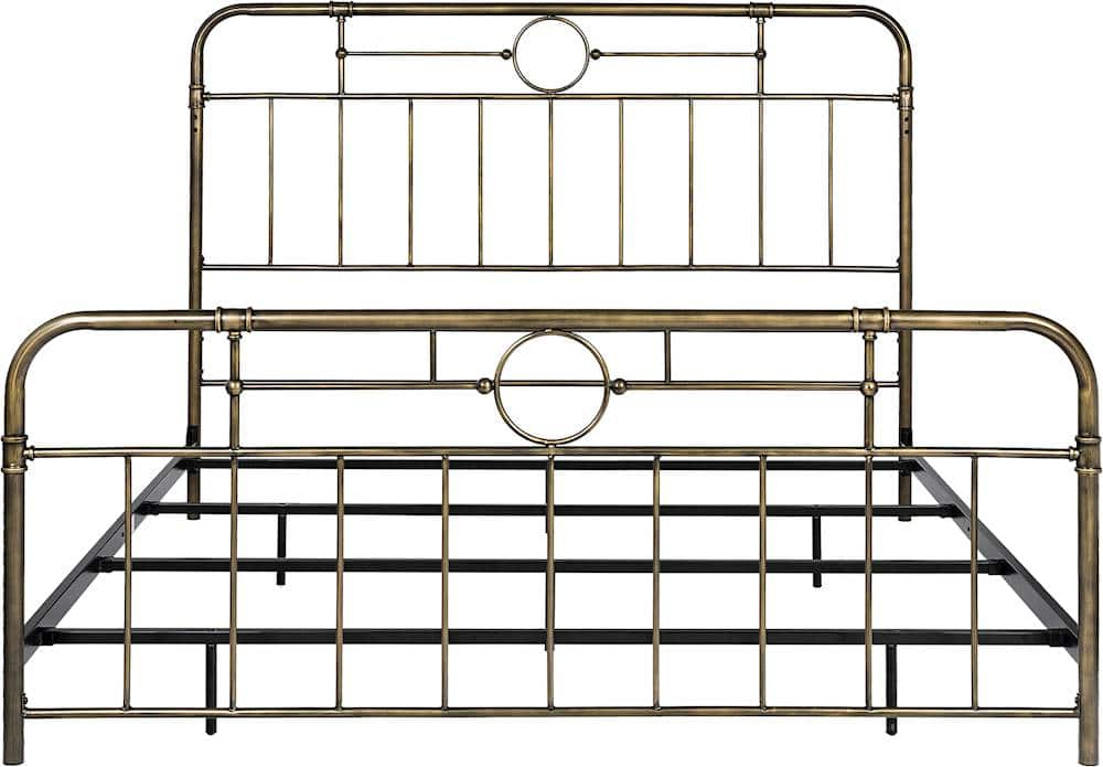 Walker Edison - Industrial King Metal Pipe Bed Frame - Bronze - Bronze - Front_Zoom