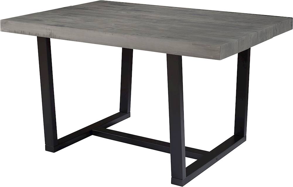 Left View: Walker Edison - Rectangular Rustic Solid Pine Wood Table - Gray