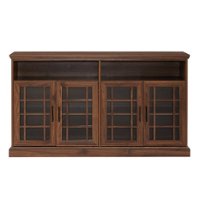 Walker Edison - Tall Window Pane TV Stand for Most TVs Up to 65" - Dark Walnut - Front_Zoom