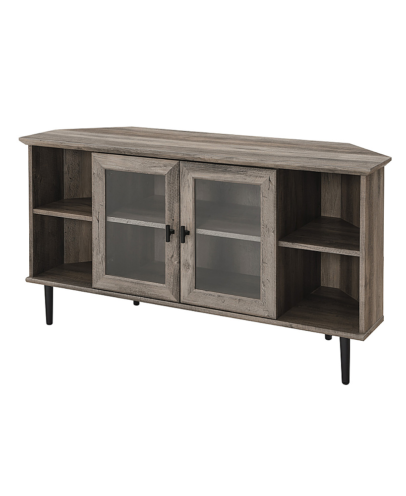 Left View: Walker Edison - Modern Corner TV Stand for Most TVs Up to 52" - Grey Wash