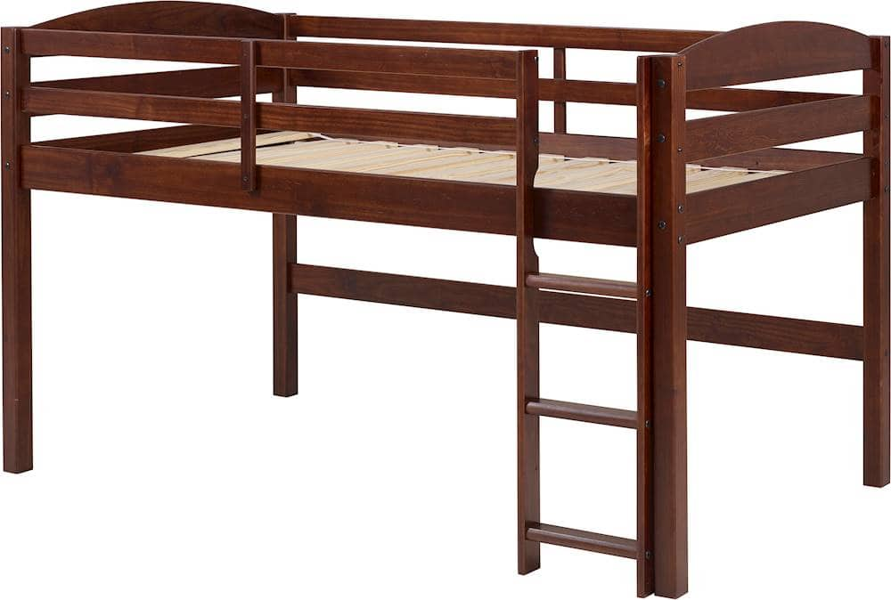 Left View: Walker Edison - Low 42" Twin-Size Loft Bed - Walnut