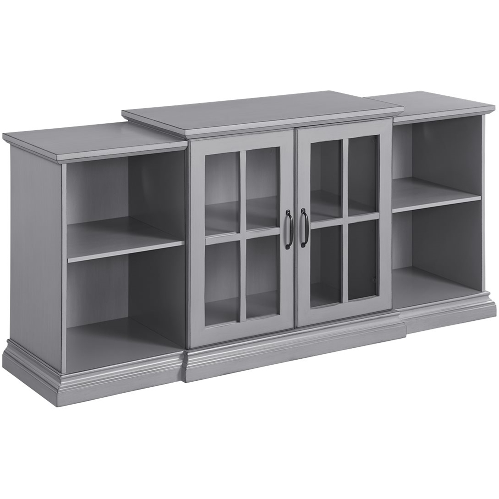 Left View: Walker Edison - Tiered Mantle TV Stand for Most Flat-Panel TV's up to 65" - Grey