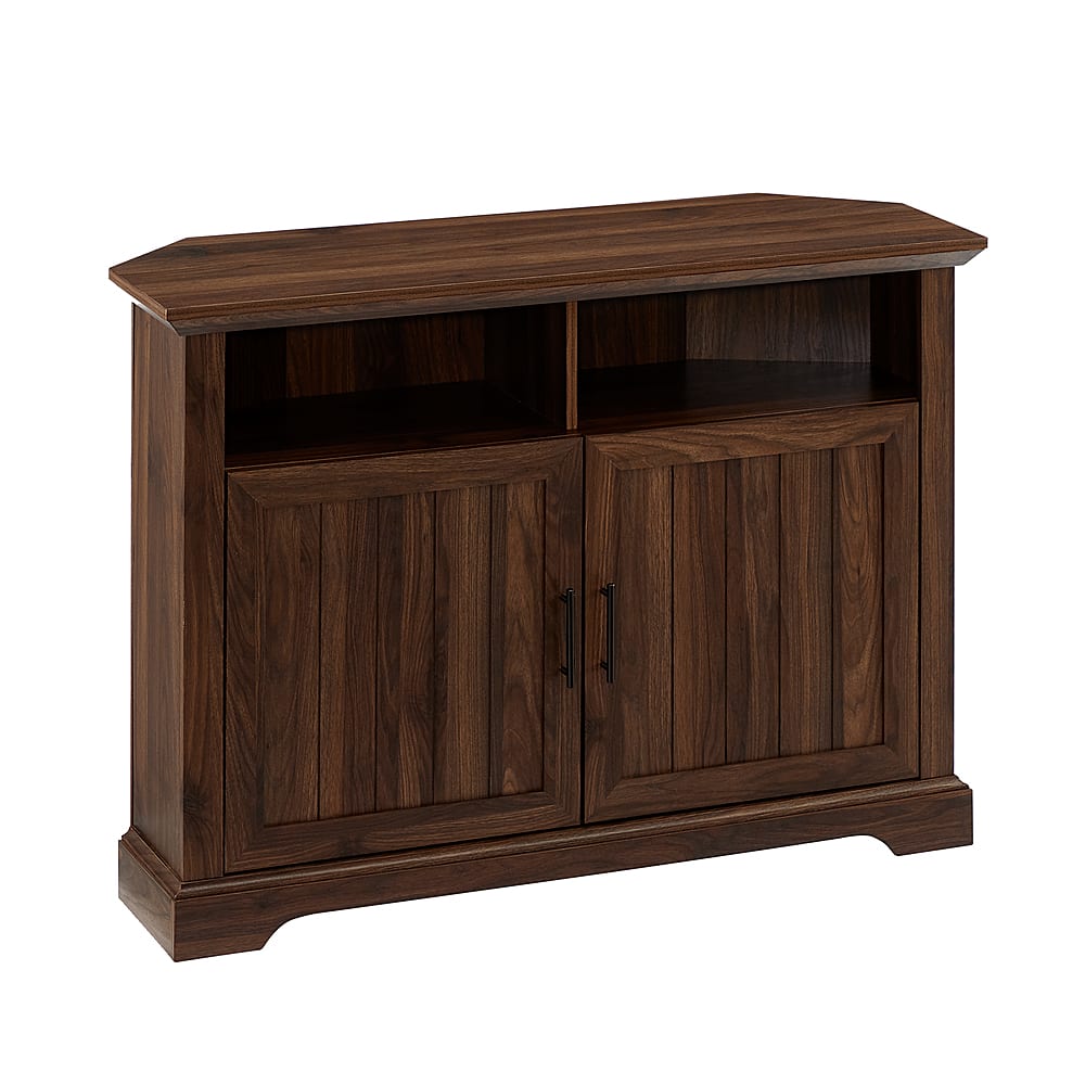 Angle. Walker Edison - Corner TV Stand for Most TVs Up to 50" - Dark Walnut.