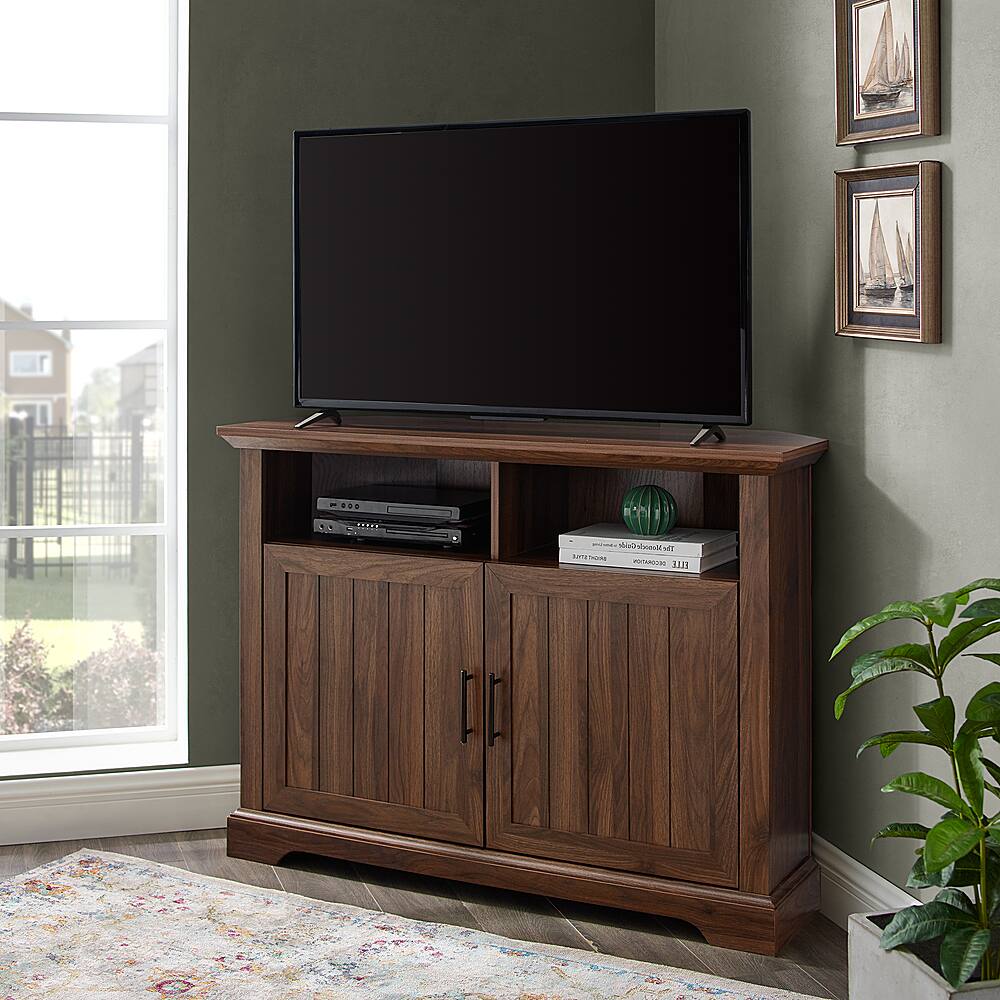 Alt View 12. Walker Edison - Corner TV Stand for Most TVs Up to 50" - Dark Walnut.