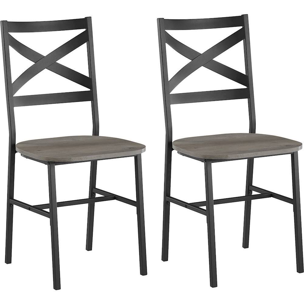 Angle View: Walker Edison - X-Back Metal and Wood Dining Chair (Set of 2) - Gray Wash