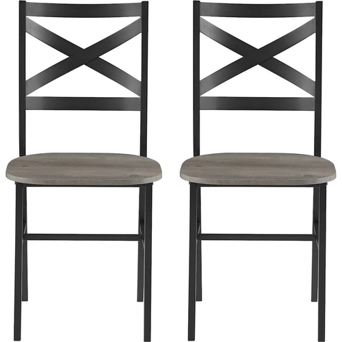 Walker Edison - X-Back Metal and Wood Dining Chair (Set of 2) - Gray Wash