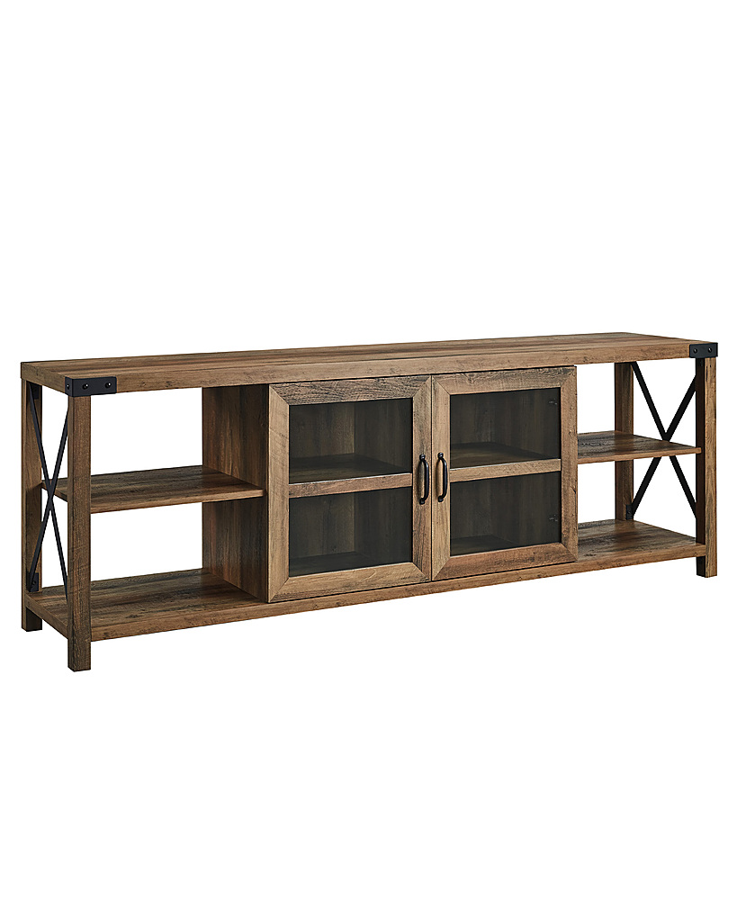 Angle View: Walker Edison - Farmhouse TV Stand Cabinet for Most TVs Up to 78" - Rustic Oak