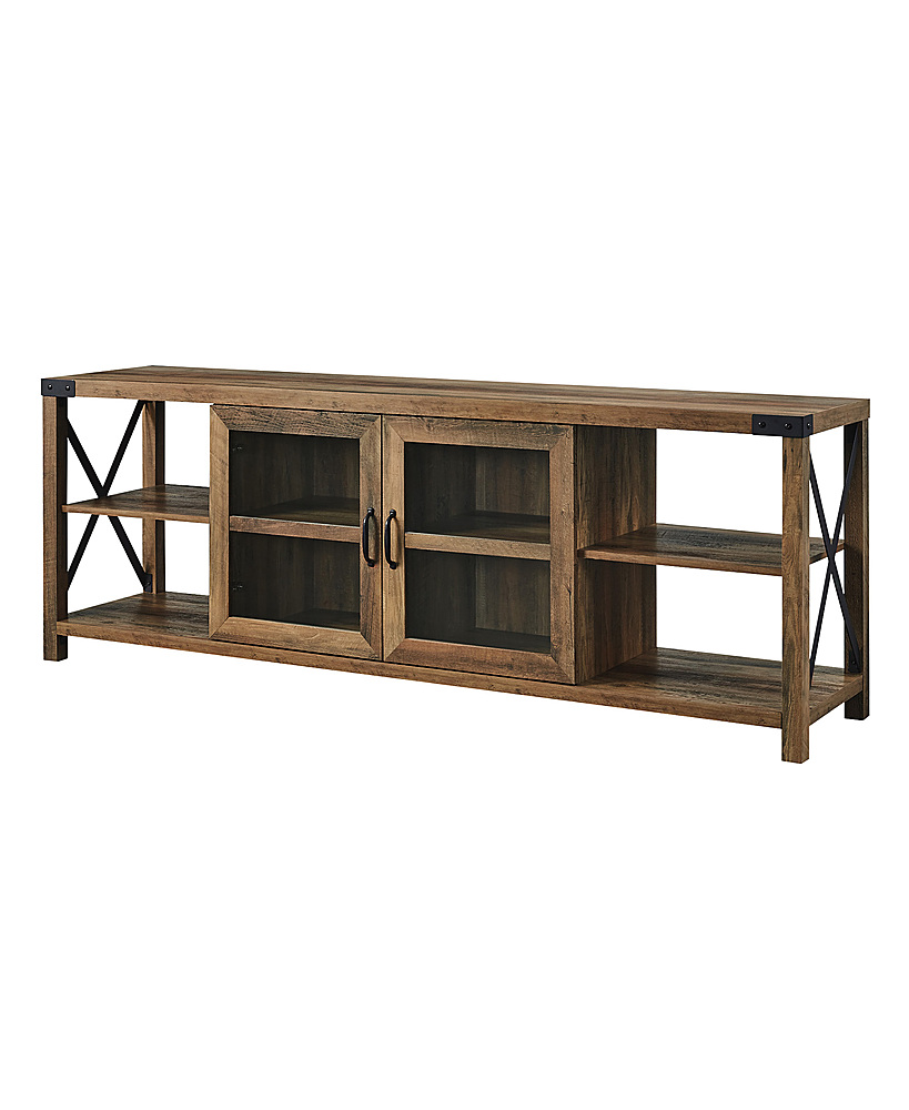 Left View: Walker Edison - Farmhouse TV Stand Cabinet for Most TVs Up to 78" - Rustic Oak