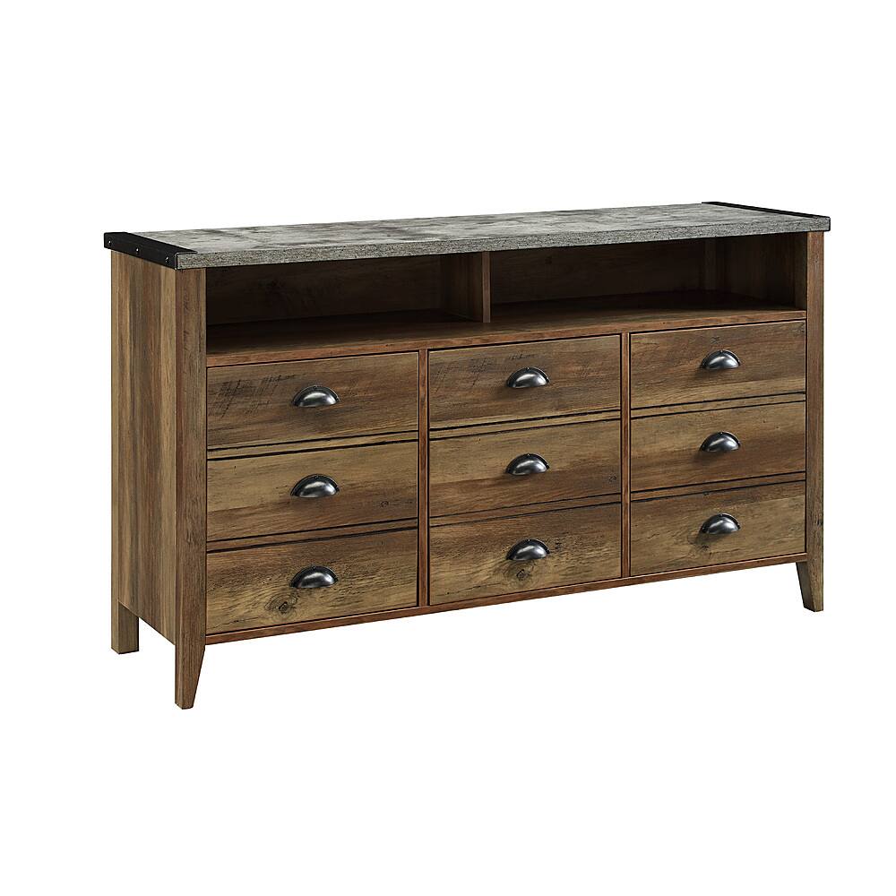 Angle View: Walker Edison - Rustic Industrial Farmhouse TV Stand for Most Flat-Panel TVs Up to 58" - Brown/Gray