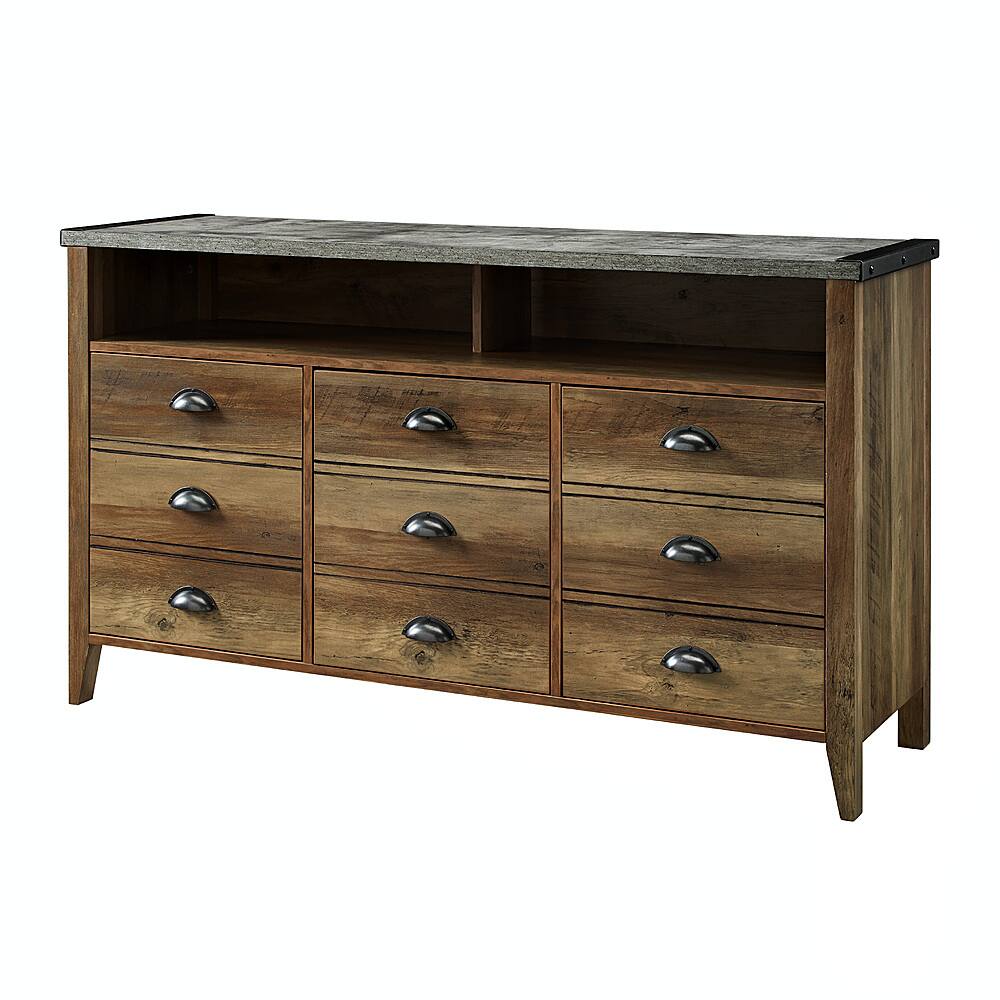 Left View: Walker Edison - Rustic Industrial Farmhouse TV Stand for Most Flat-Panel TVs Up to 58" - Brown/Gray