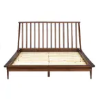 Front. Walker Edison - Boho Solid Wood Queen Spindle Bed Frame - Walnut.