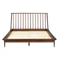 Walker Edison - Boho Solid Wood Queen Spindle Bed Frame - Walnut - Front_Zoom