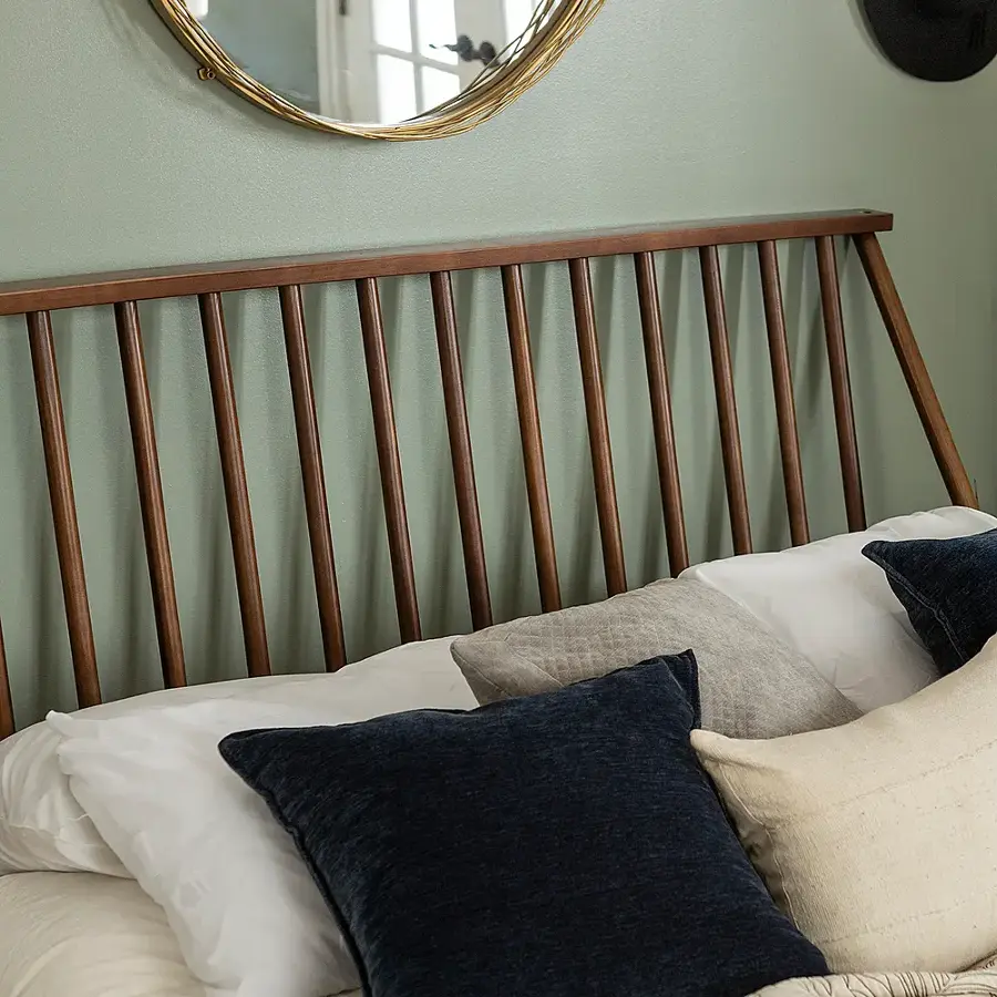 Alt View 15. Walker Edison - Boho Solid Wood Queen Spindle Bed Frame - Walnut.