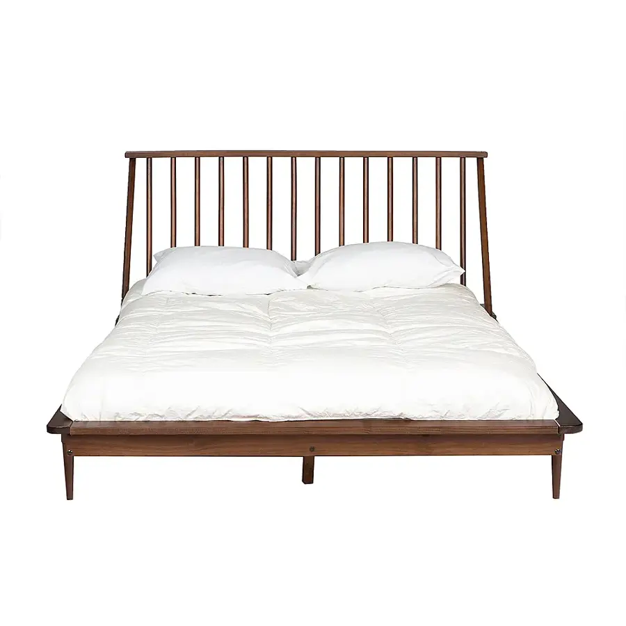 Alt View 18. Walker Edison - Boho Solid Wood Queen Spindle Bed Frame - Walnut.