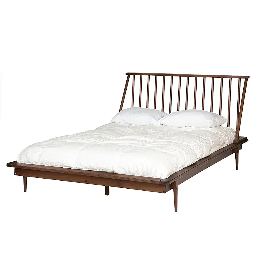 Alt View 19. Walker Edison - Boho Solid Wood Queen Spindle Bed Frame - Walnut.