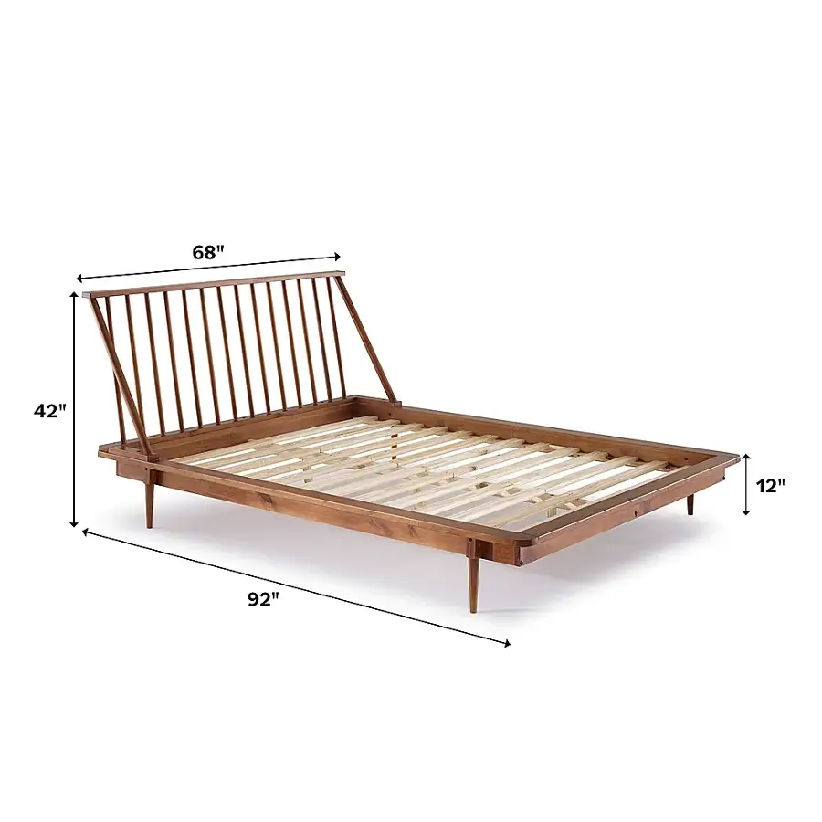 Alt View 21. Walker Edison - Boho Solid Wood Queen Spindle Bed Frame - Walnut.