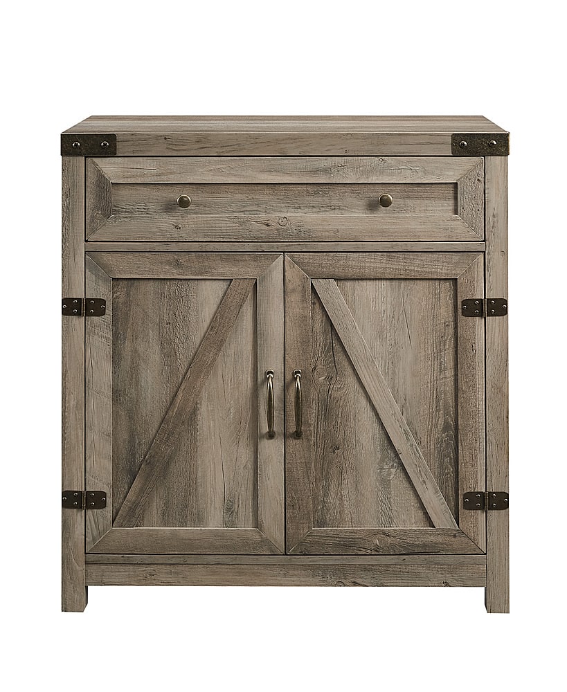 Walker Edison - Farmhouse Barn Door Accent Cabinet - Gray Wash - Front_Zoom