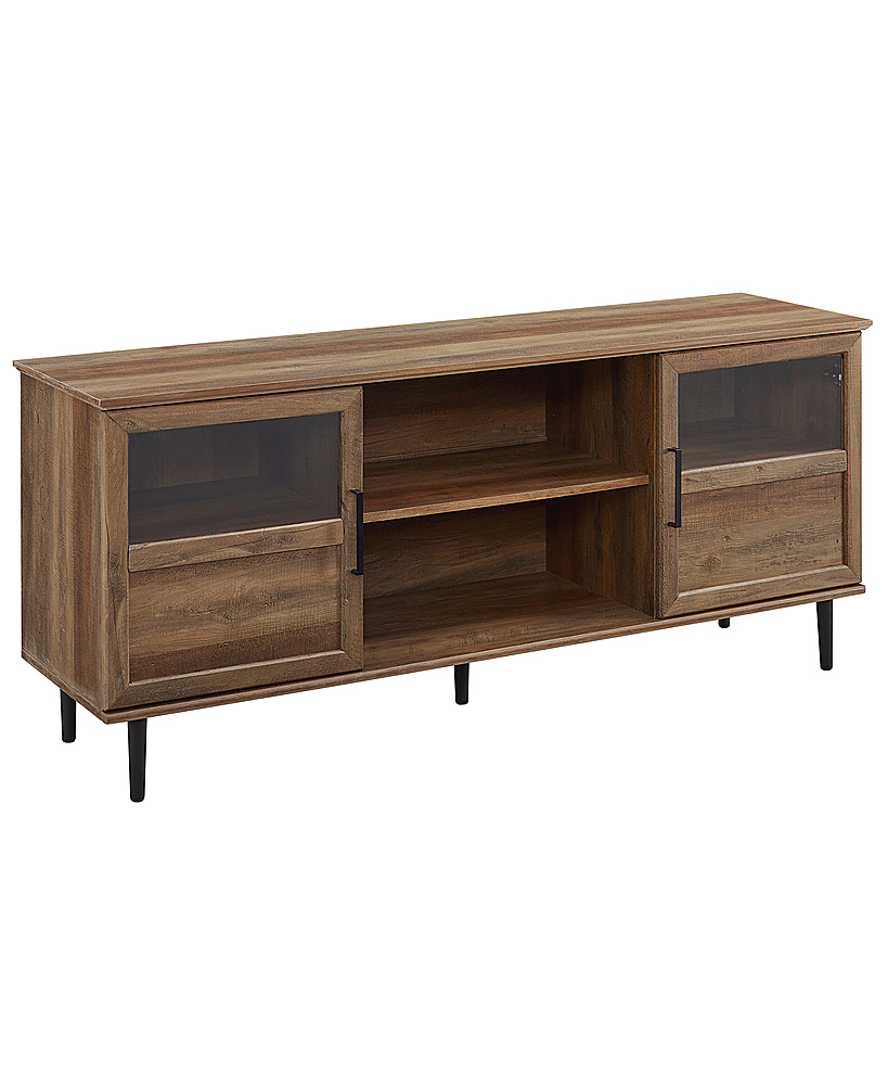 Angle View: Walker Edison - Transitional TV Stand Cabinet for Most TVs Up to 65" - Rustic Oak