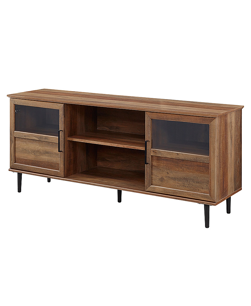 Left View: Walker Edison - Transitional TV Stand Cabinet for Most TVs Up to 65" - Rustic Oak