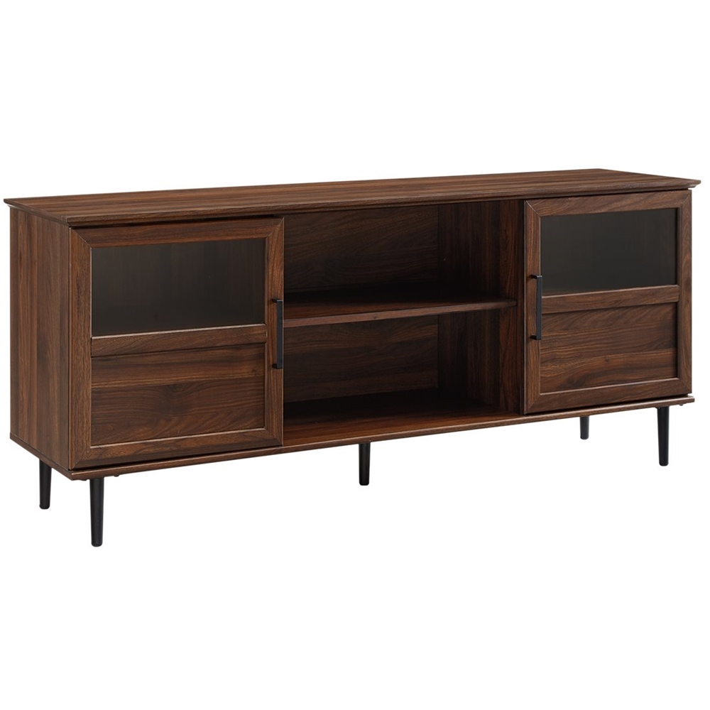 Left View: Walker Edison - Transitional TV Stand Cabinet for Most TVs Up to 65" - Dark Walnut