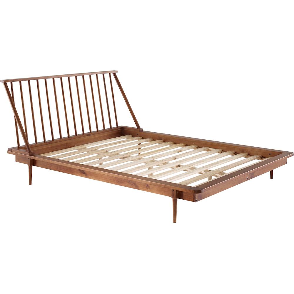 Angle View: Walker Edison - Boho Solid Wood Queen Spindle Bed Frame - Caramel
