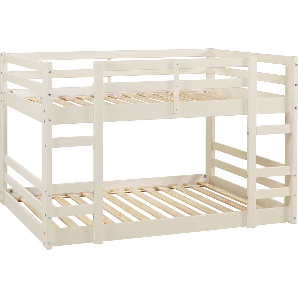 Angle View: Walker Edison - Solid Wood Low Twin over Twin Bunk Bed - White