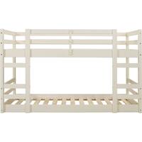 Walker Edison - Solid Wood Low Twin over Twin Bunk Bed - White - White - Front_Zoom