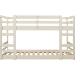 Walker Edison - Low 44" Twin over Twin-Size Bunk Bed - White - Front_Zoom