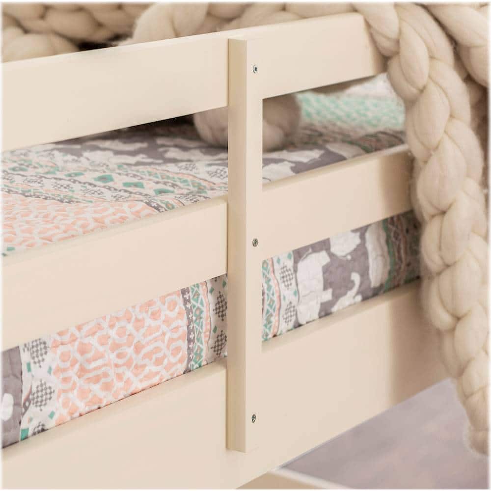 Alt View 14. Walker Edison - Solid Wood Low Twin over Twin Bunk Bed - White - White.