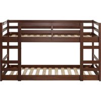 Walker Edison - Low 44" Twin over Twin-Size Bunk Bed - Walnut - Front_Zoom