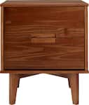 Walker Edison - Mid Century 24" Modern Square Wood 2-Drawer End Table - Walnut