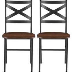 Walker Edison - X-Back Metal and Wood Dining Chair (Set of 2) - Dark Walnut - Front_Zoom