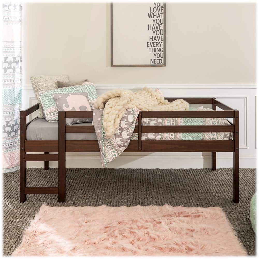 Best Buy: Walker Edison Solid Wood Low Loft Twin Bed Frame Walnut ...