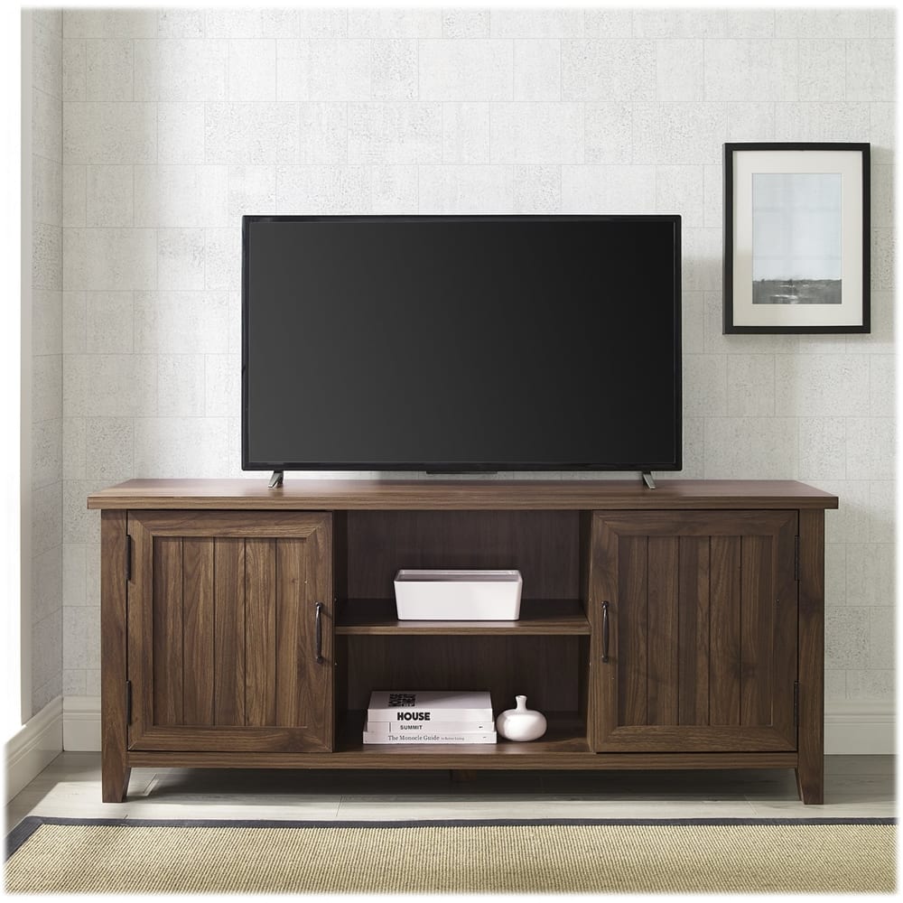 Alt View 14. Walker Edison - Modern Farmhouse TV Stand for Most TVs Up to 64" - Dark Walnut.