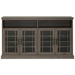Walker Edison - Tall Window Pane TV Stand for Most TVs Up to 65" - Slate Grey - Front_Zoom