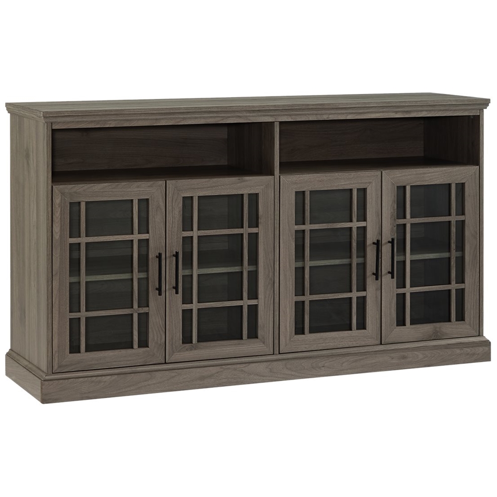 Left View: Walker Edison - Tall Window Pane TV Stand for Most TVs Up to 65" - Slate Grey