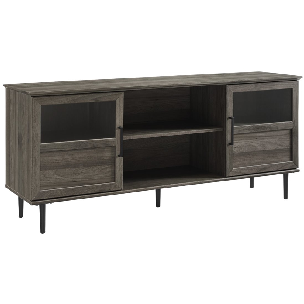 Left View: Walker Edison - Transitional TV Stand Cabinet for Most TVs Up to 65" - Slate Gray