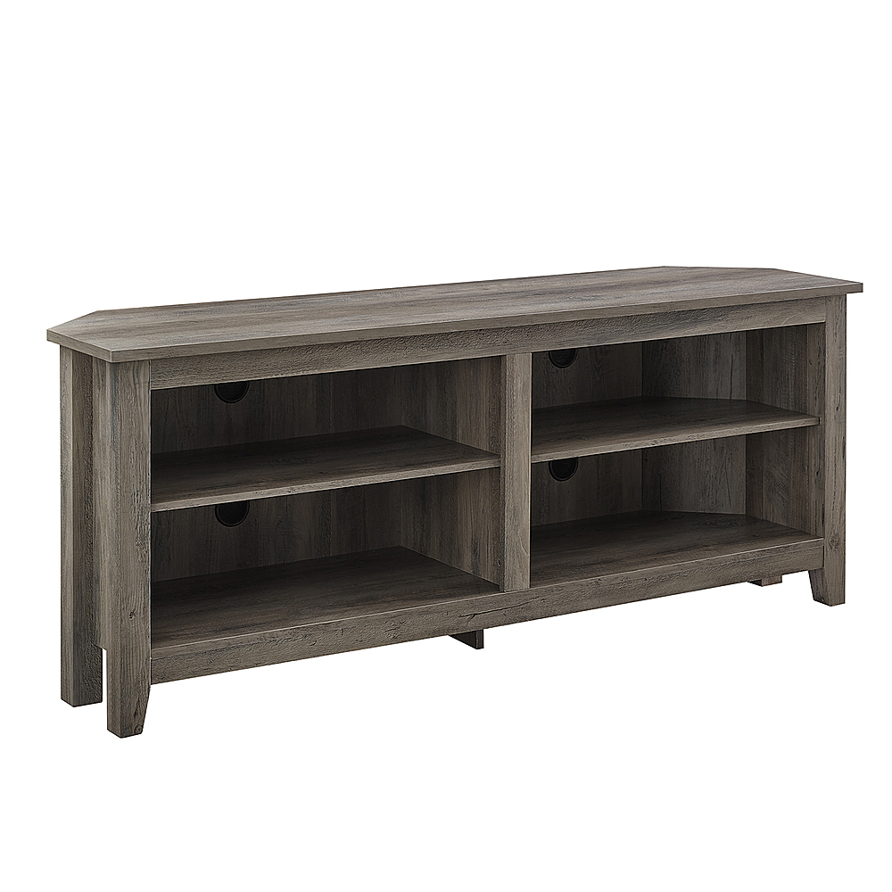 Angle View: Walker Edison - Corner Open Shelf TV Stand for Most Flat-Panel TV's up to 60" - Grey Wash