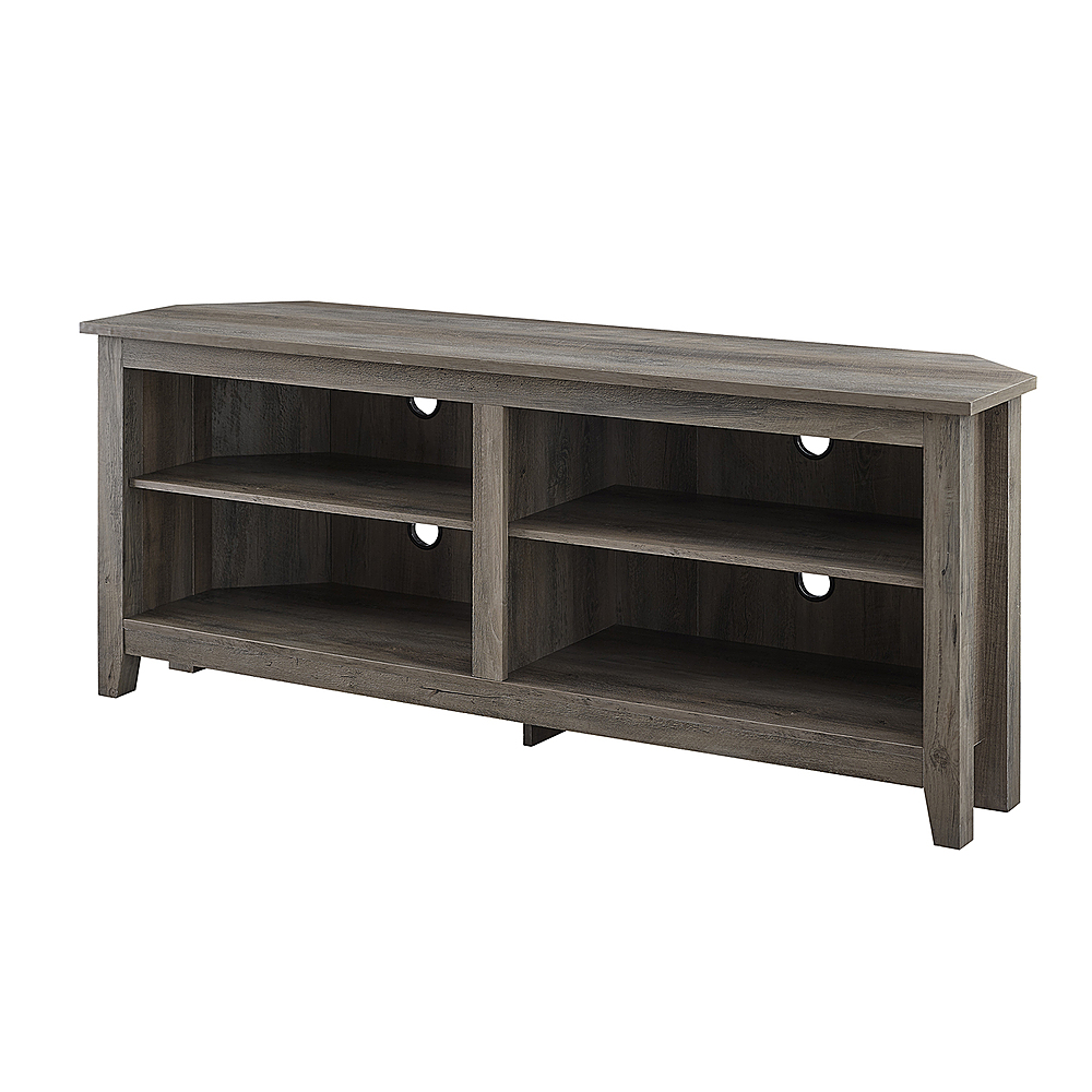 Left View: Walker Edison - Corner Open Shelf TV Stand for Most Flat-Panel TV's up to 60" - Grey Wash