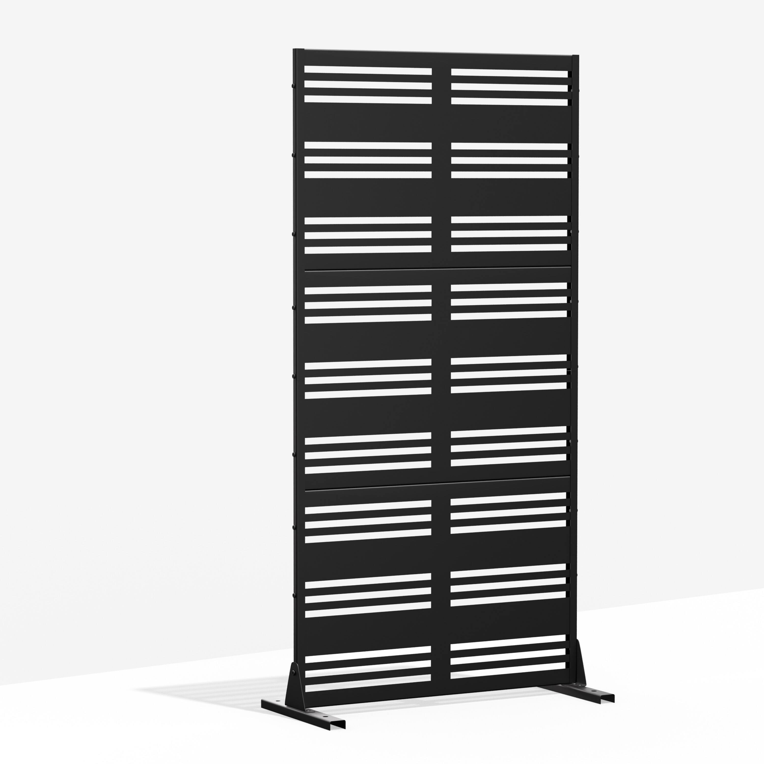 Angle. PexFix - 72 in. x 35 in. Harold Pattern Metal Outdoor Privacy Screen & Panels, Freestanding Garden Divider Fence - Black.