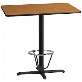 Flash Furniture - Stiles 30'' x 42'' Rectangular Laminate Table Top with 23.5'' x 29.5'' Bar Height Table Base and Foot Ring - Natural