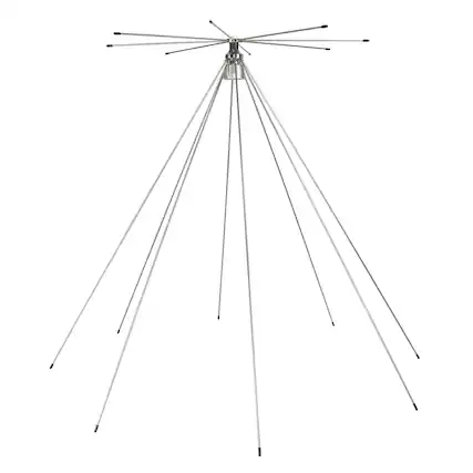Front. Tram - 200-Watt Broad-Band Scanner 25 MHz to 1,300 MHz Super Discone Stainless Steel Base Antenna - Silver.