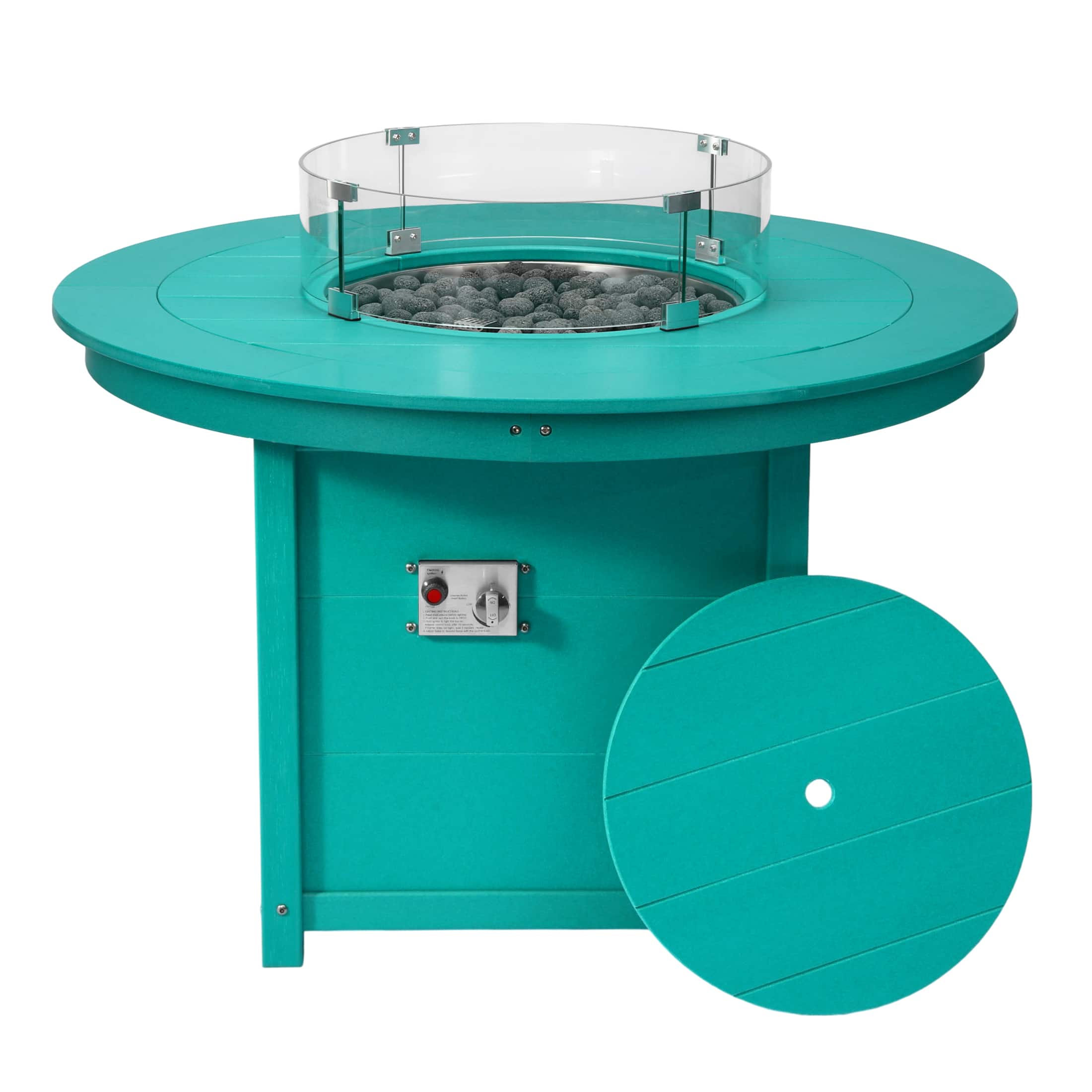 "WestinTrends - Helios 47"" Modern Outdoor Patio Propane Gas Round Fire Pit Table - Turquoise" price history on PriceWatchPro