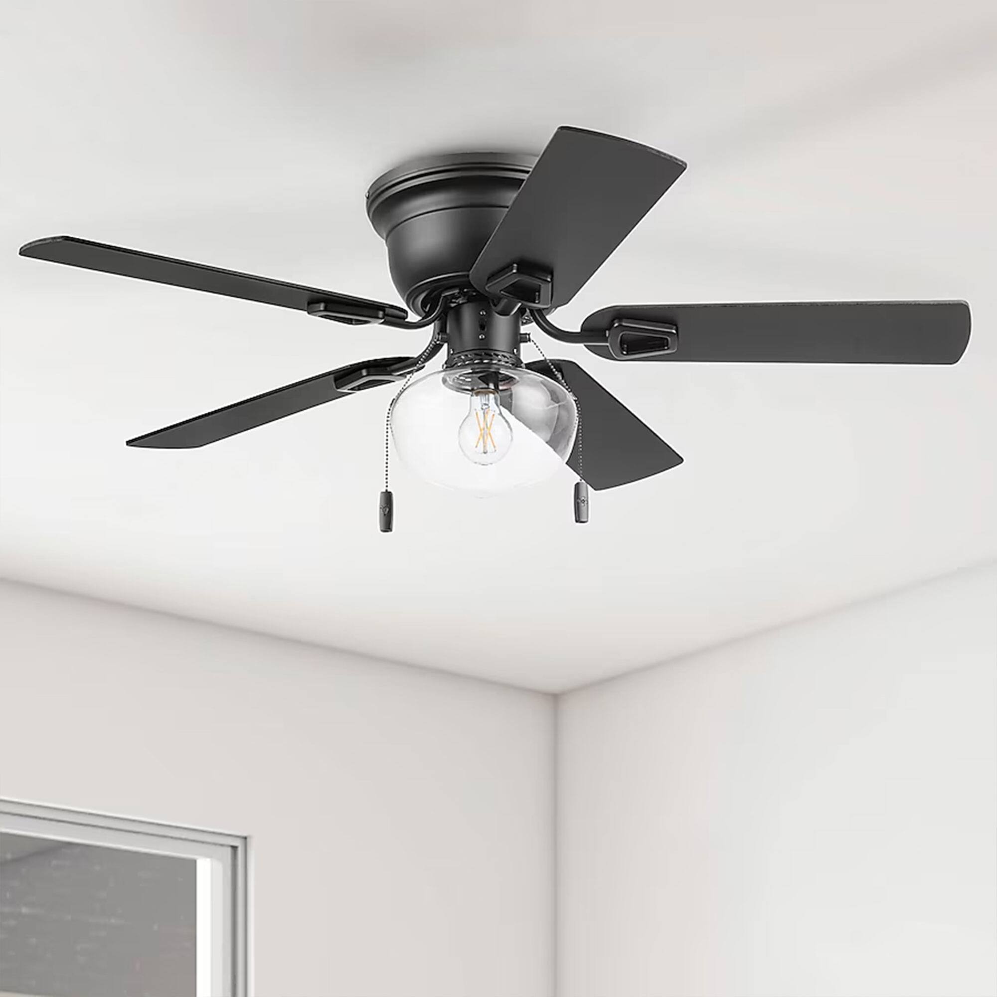 Alt View 4. Honeywell - Honeywell Halle 42 Inch Indoor LED Ceiling Fan with Pull Chain, Matte Black - Matte Black.