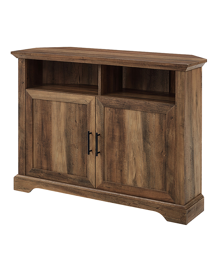 Left View: Walker Edison - Corner TV Stand for Most TVs Up to 50" - Rustic Oak