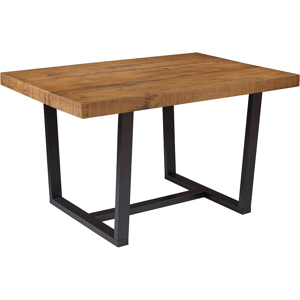 Angle View: Walker Edison - Rectangular Rustic Solid Pine Wood Table - Rustic Oak
