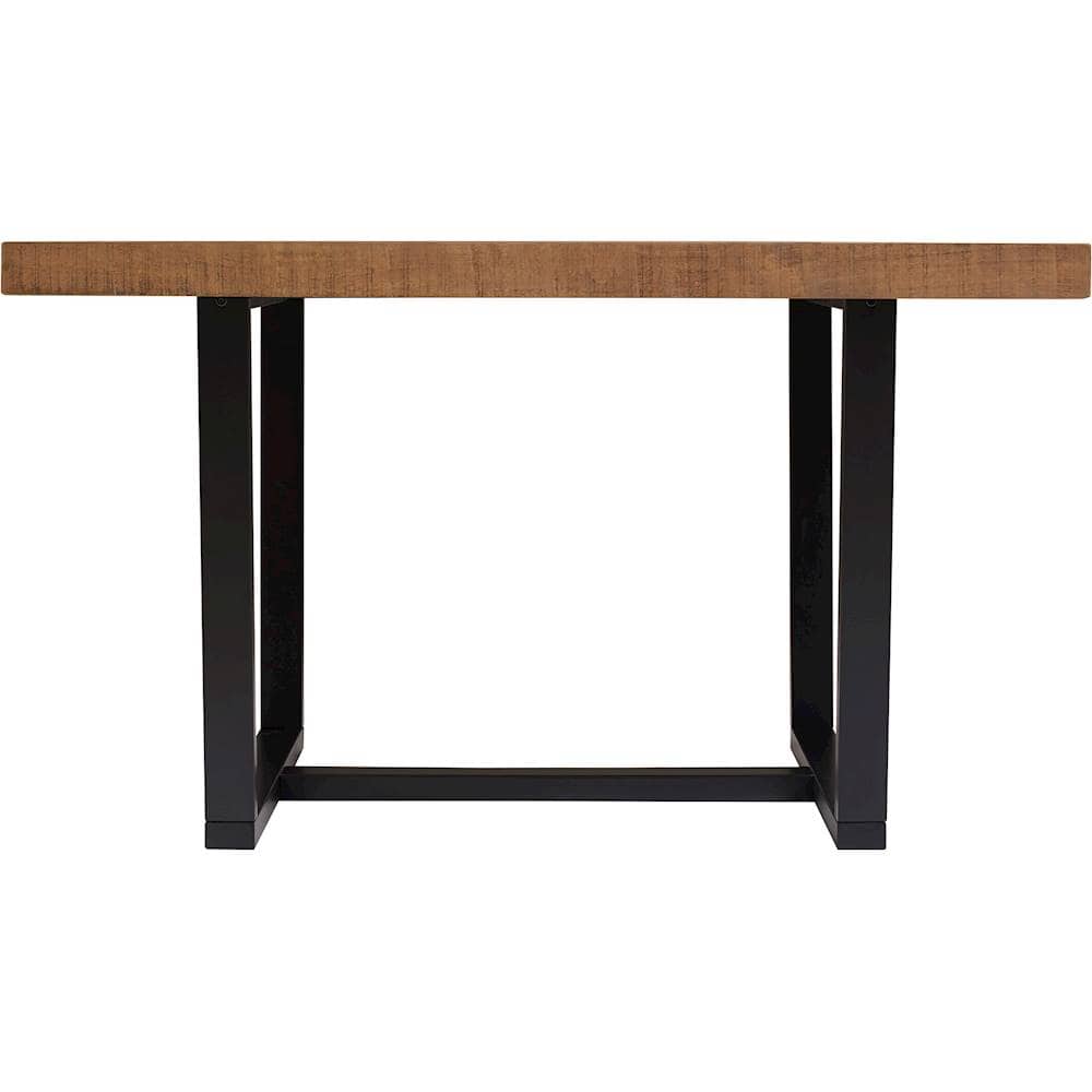 Front. Walker Edison - Rectangular Rustic Solid Pine Wood Table - Rustic Oak.